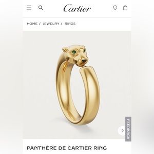 Cartier Panthere Ring Size 52 (US6) solid 18K Yellow Gold w/ onyx and Tsavorite